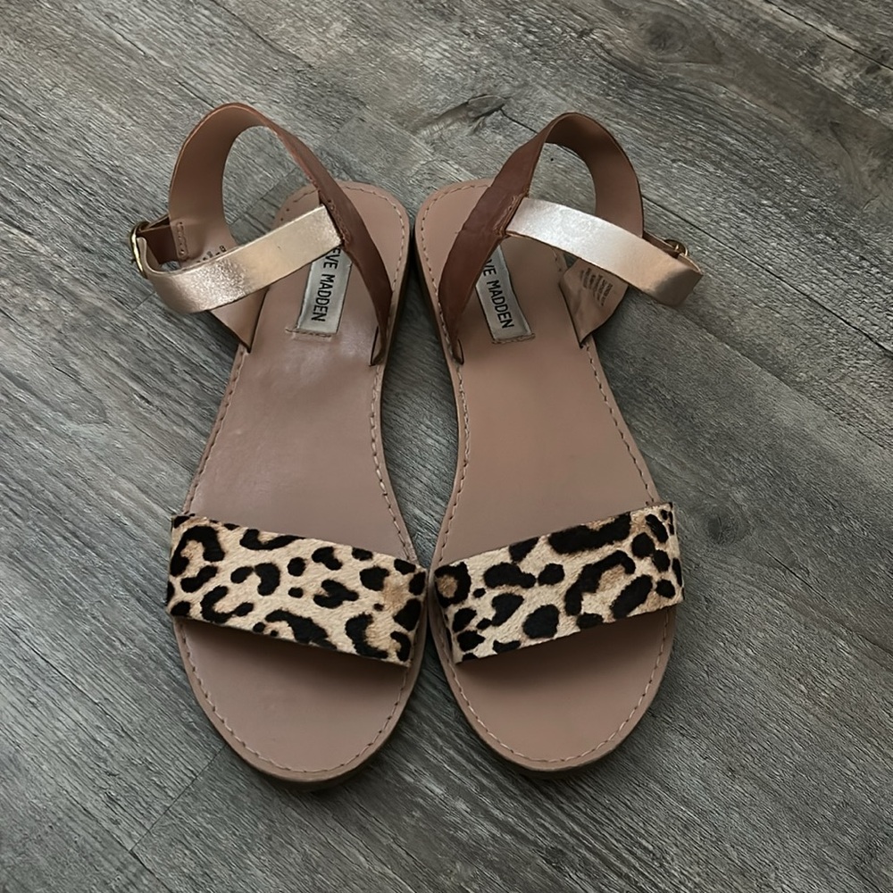 Steve Madden Leopard Print Sandals - Brown and Tan